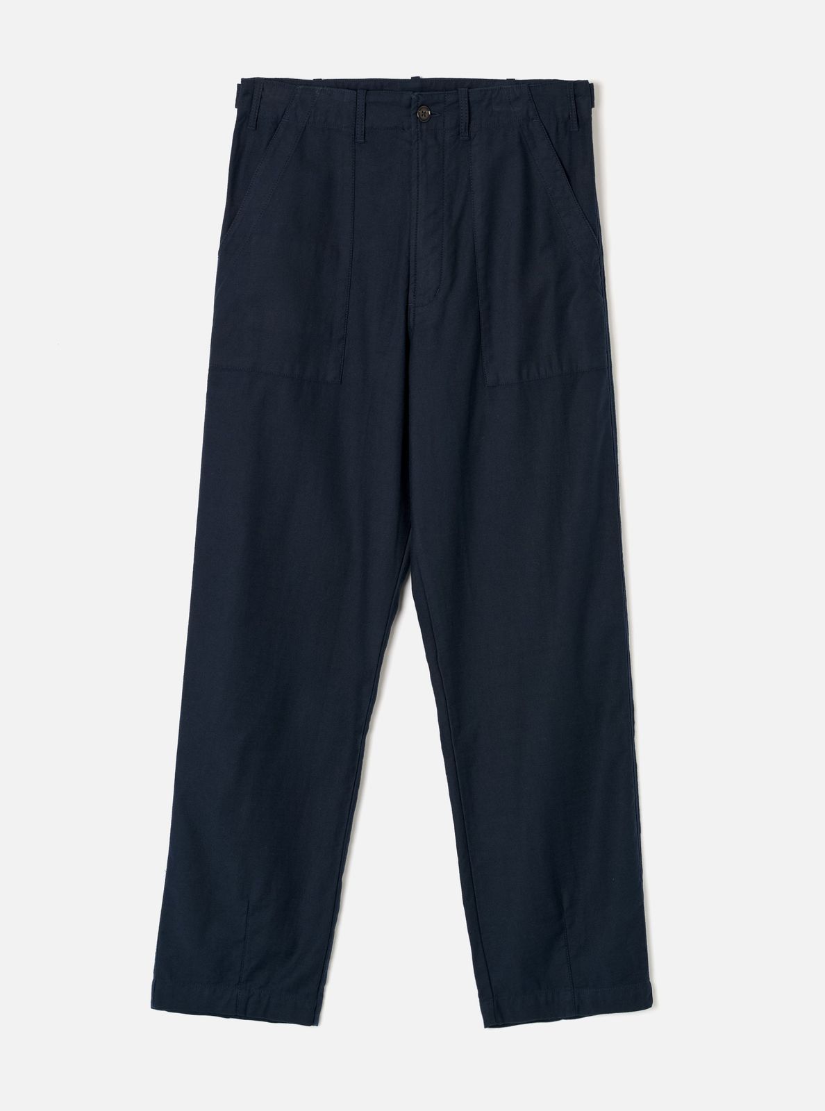 Navy Slub Sateen Loose Fatigue Pant
