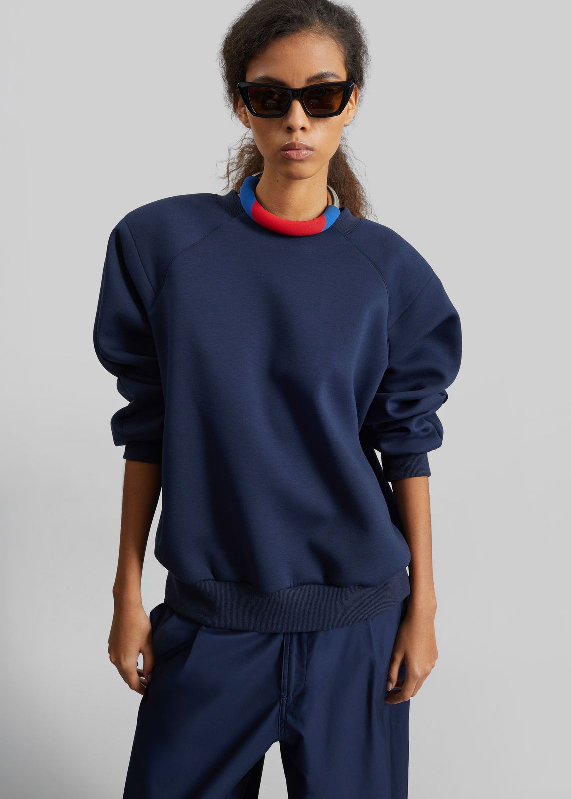 Leian Neoprene Padded Sweatshirt - Navy