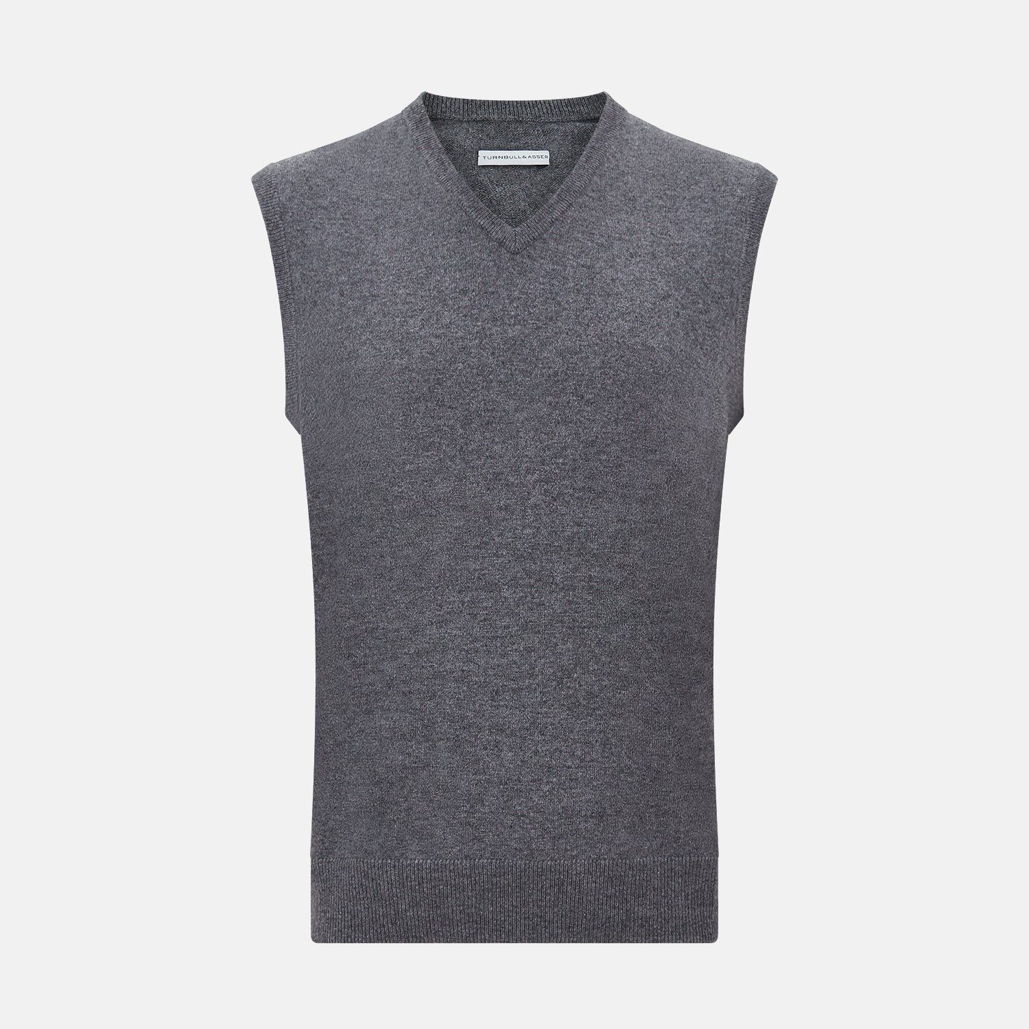 Slate Grey Melange V-neck Cashmere Vest