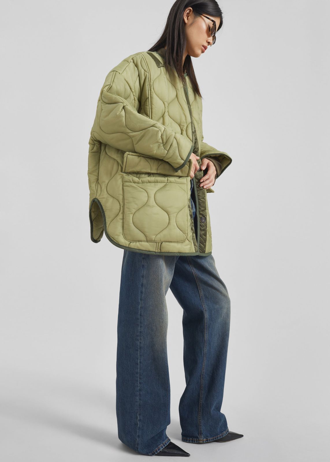 Teddy Quilted Jacket - Moss Green