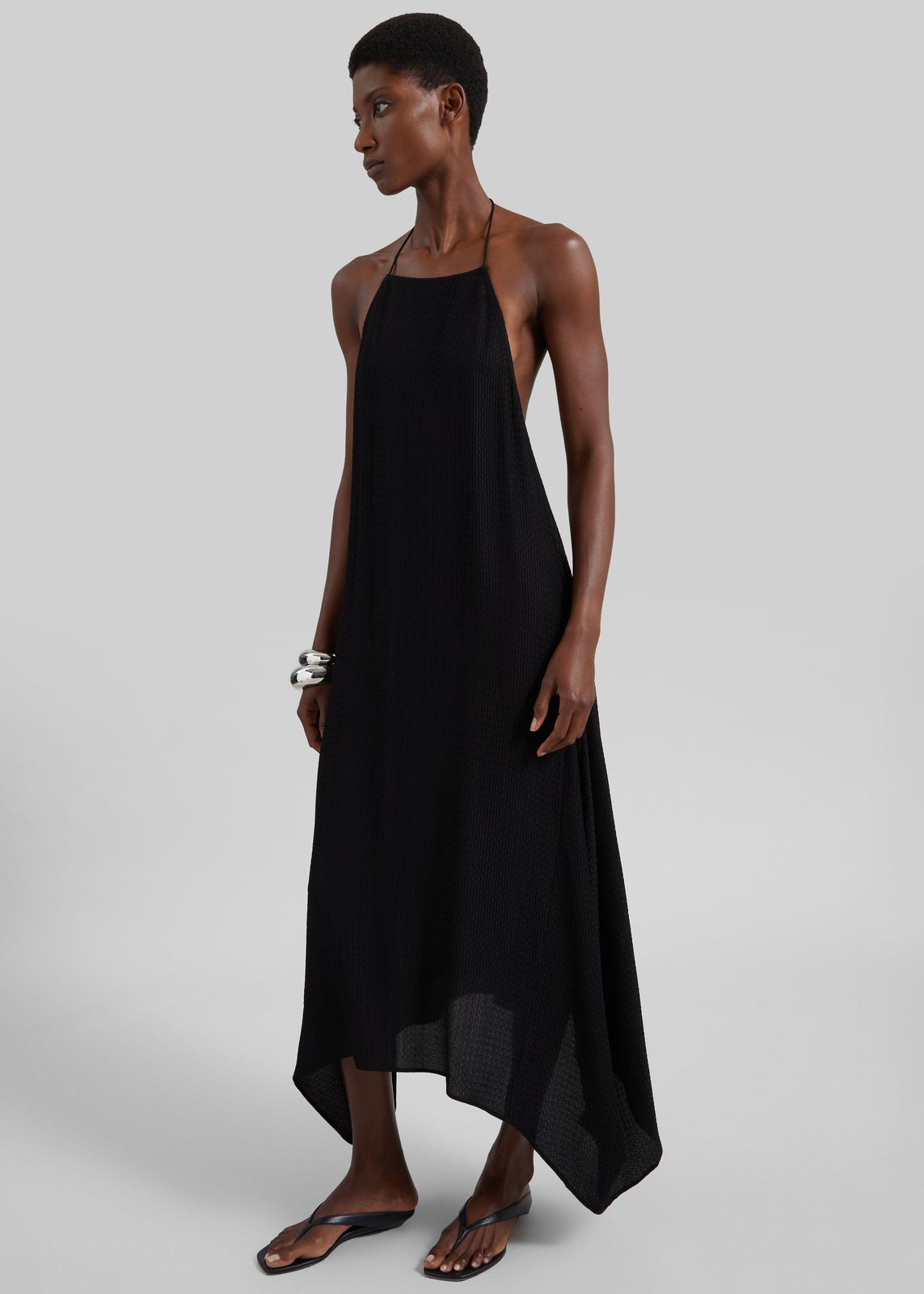 St. Agni Textured Weave Halter Dress - Black