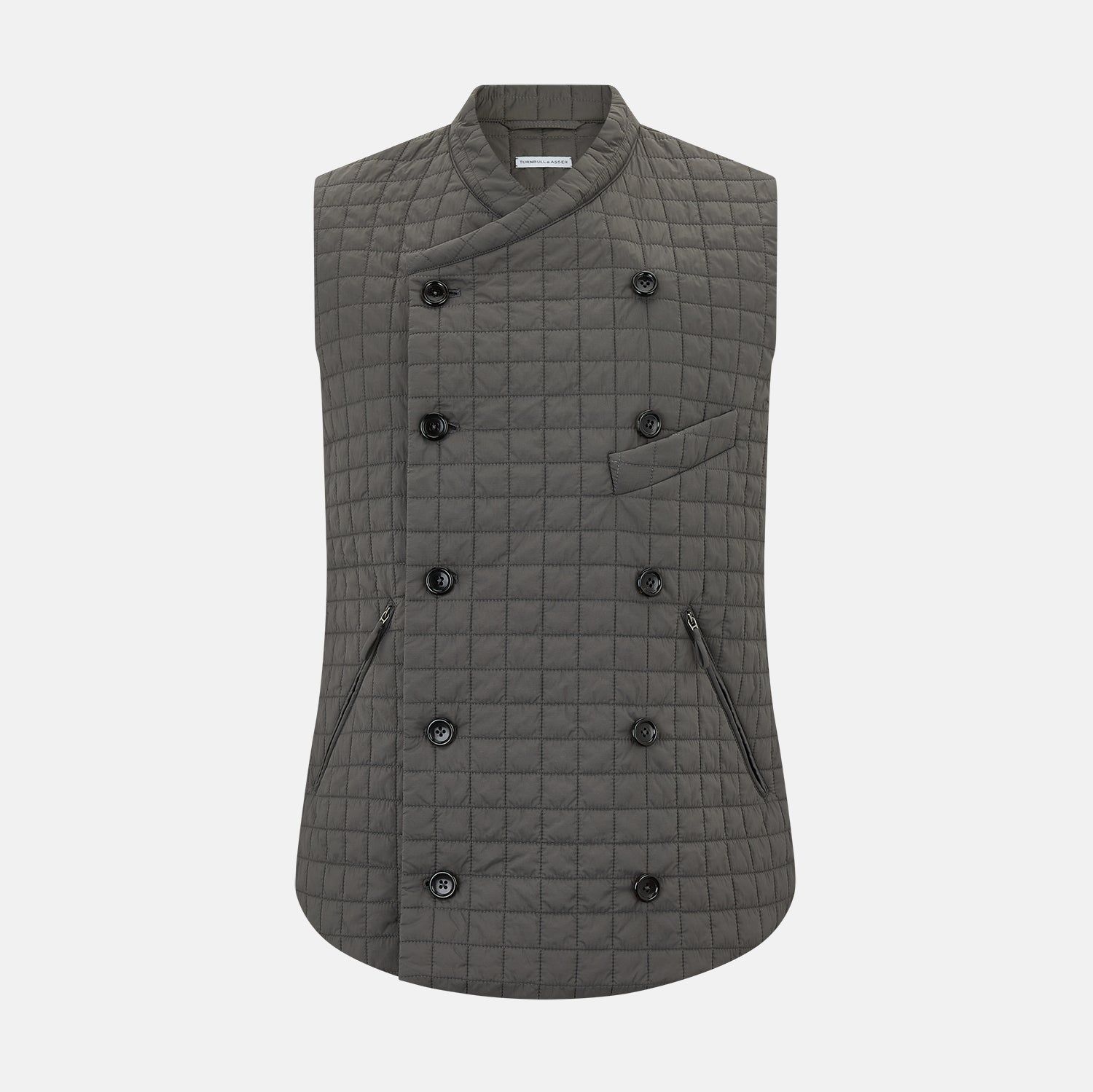 Shadow Grey Double-breasted Quilted Gilet