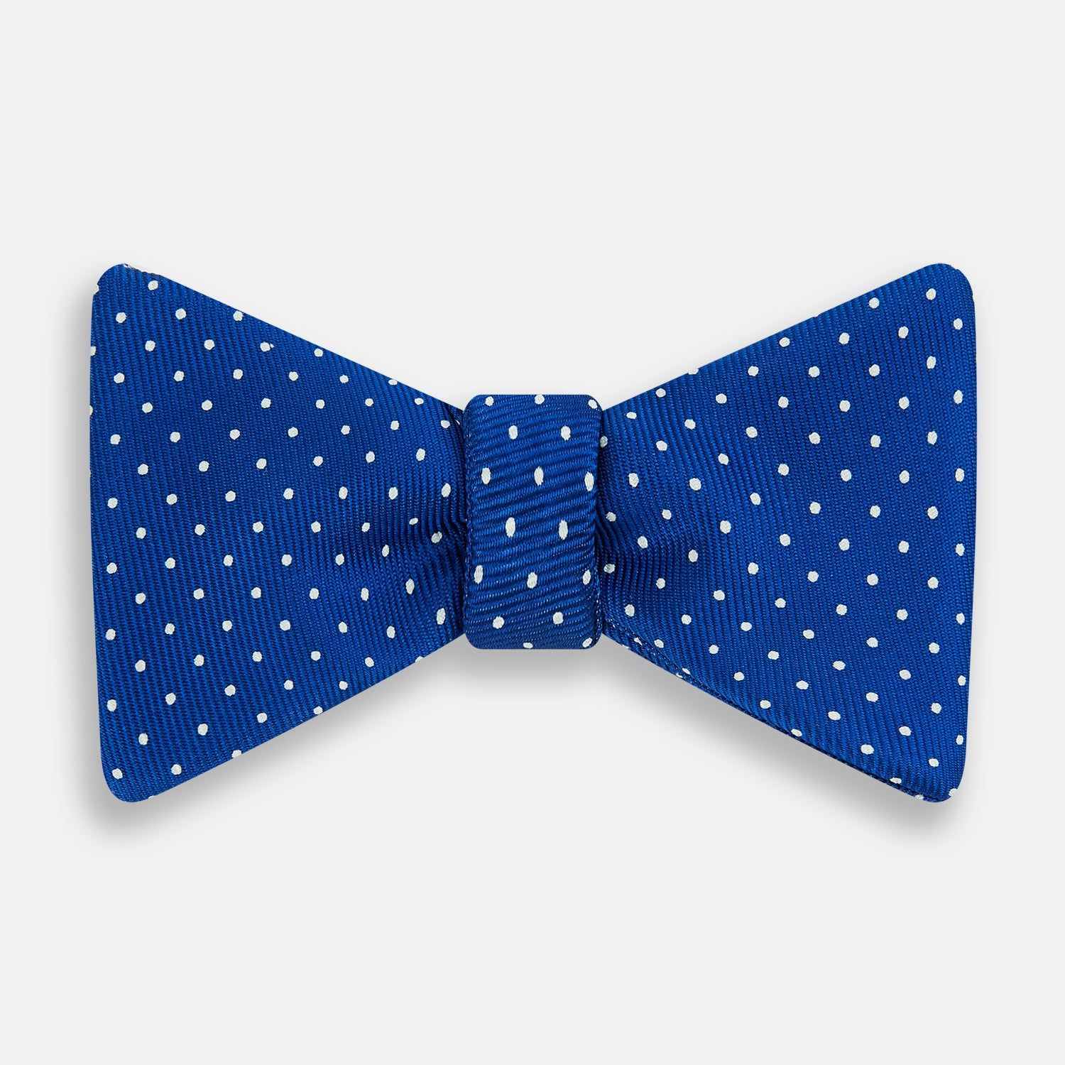 Electric Blue And White Spot Silk Bow Tie
