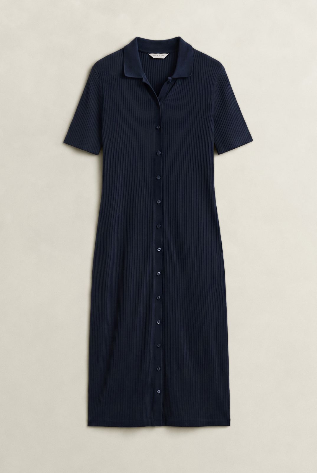 Slim Ribbed Polo Dress - EVENING BLUE