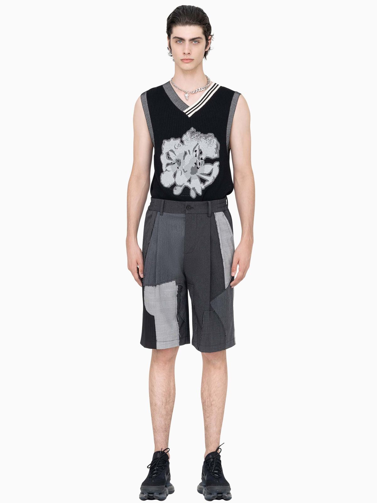 WOOL PATCHWORK SHORTS