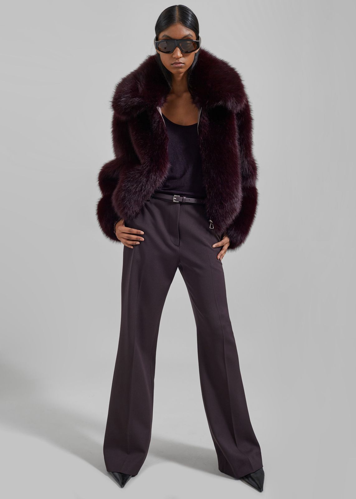 Hope Faux Fur Jacket - Dark Plum