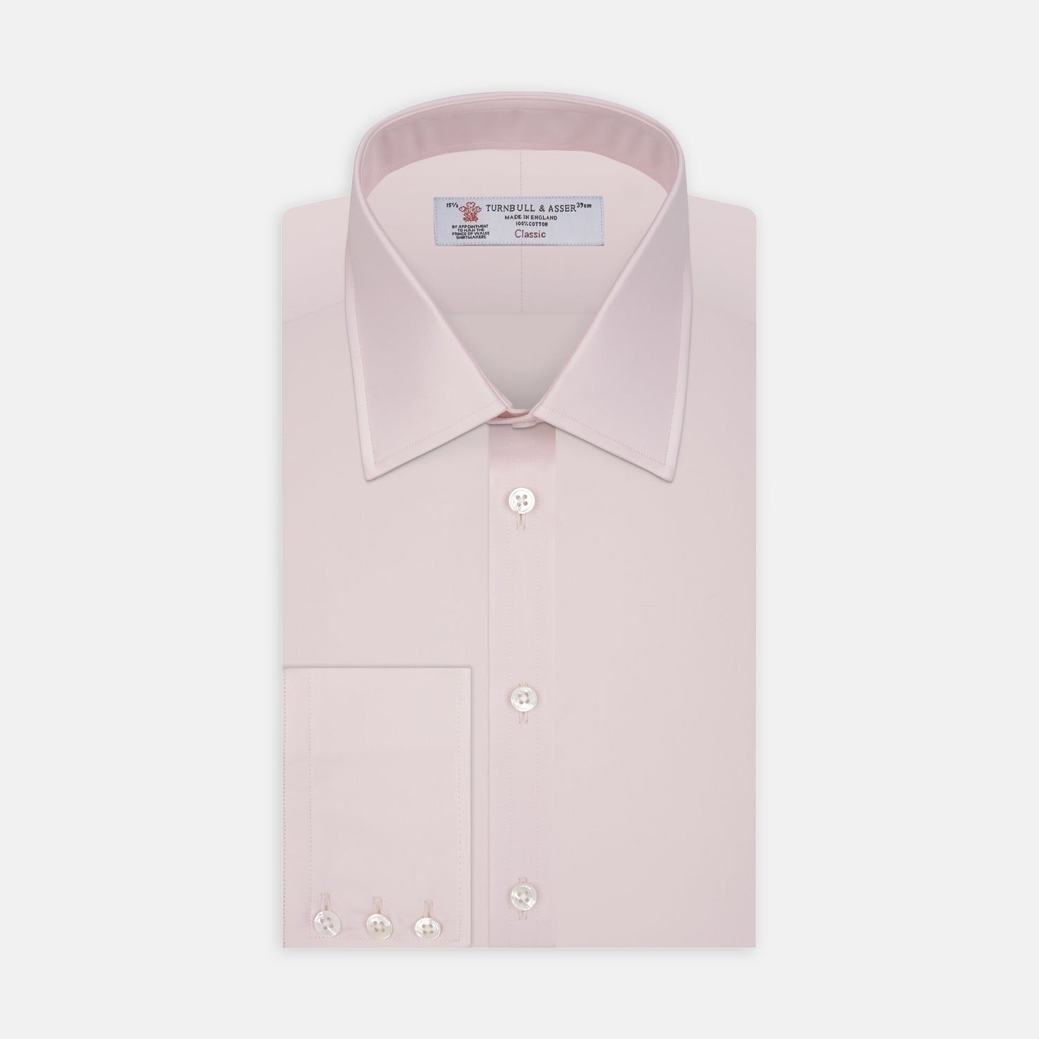 Pink Cotton Shirt With T&a Collar And 3-button Cuffs