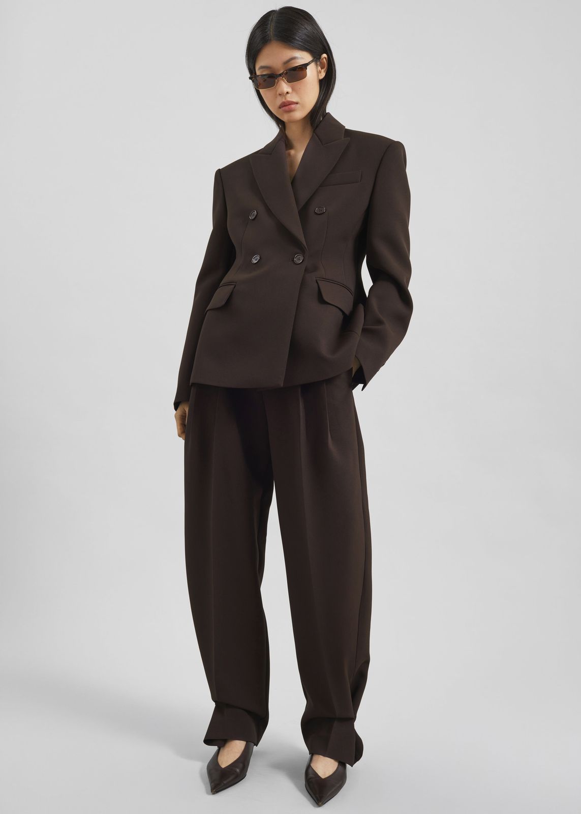 Doyer Pleated Trousers - Brown