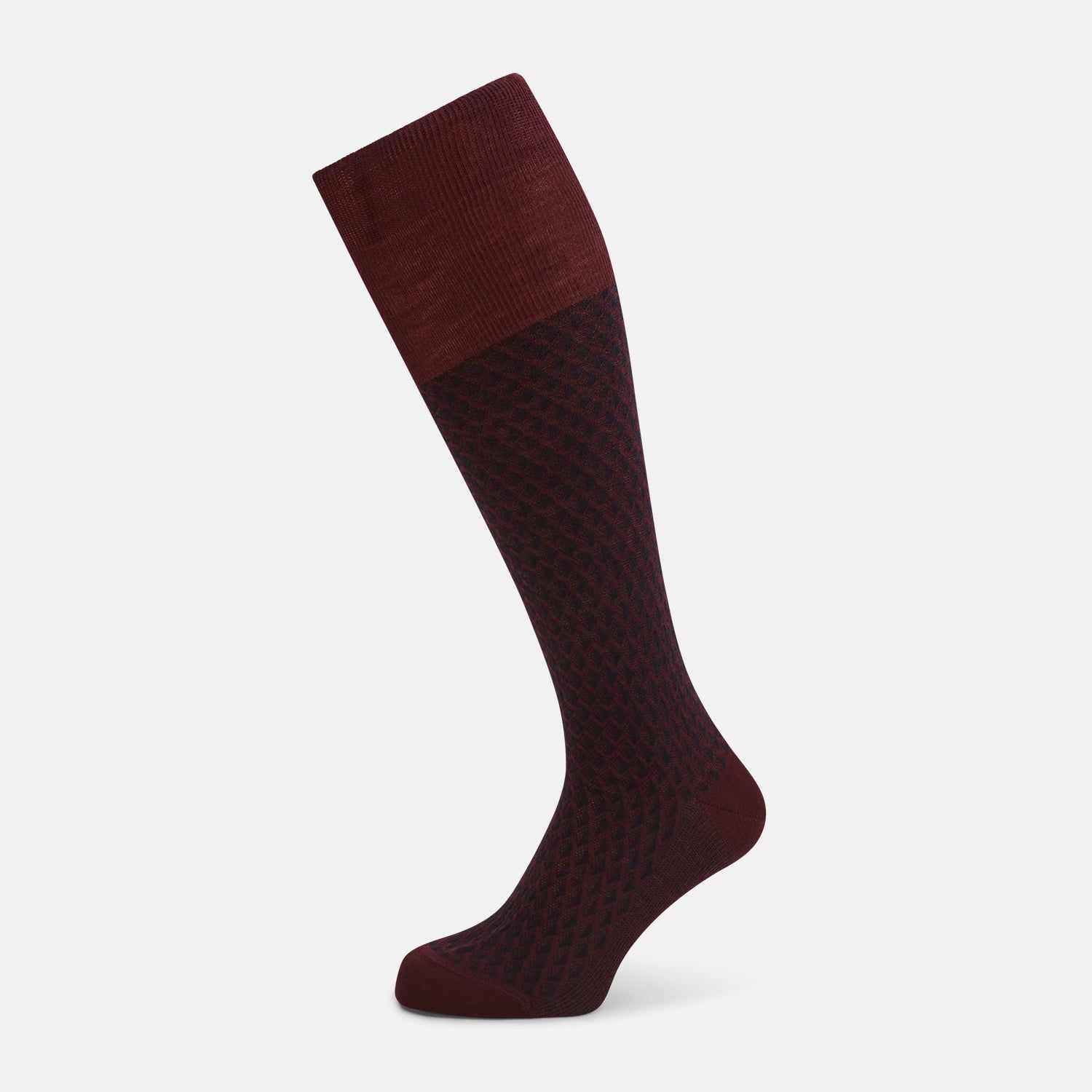 Burgundy Motif Intarsia Wool Long Socks