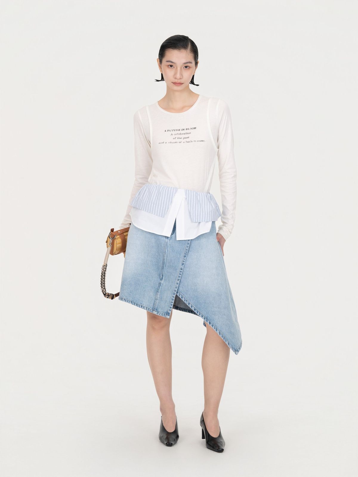 2-IN-1 COLORBLOCK DENIM SKIRT