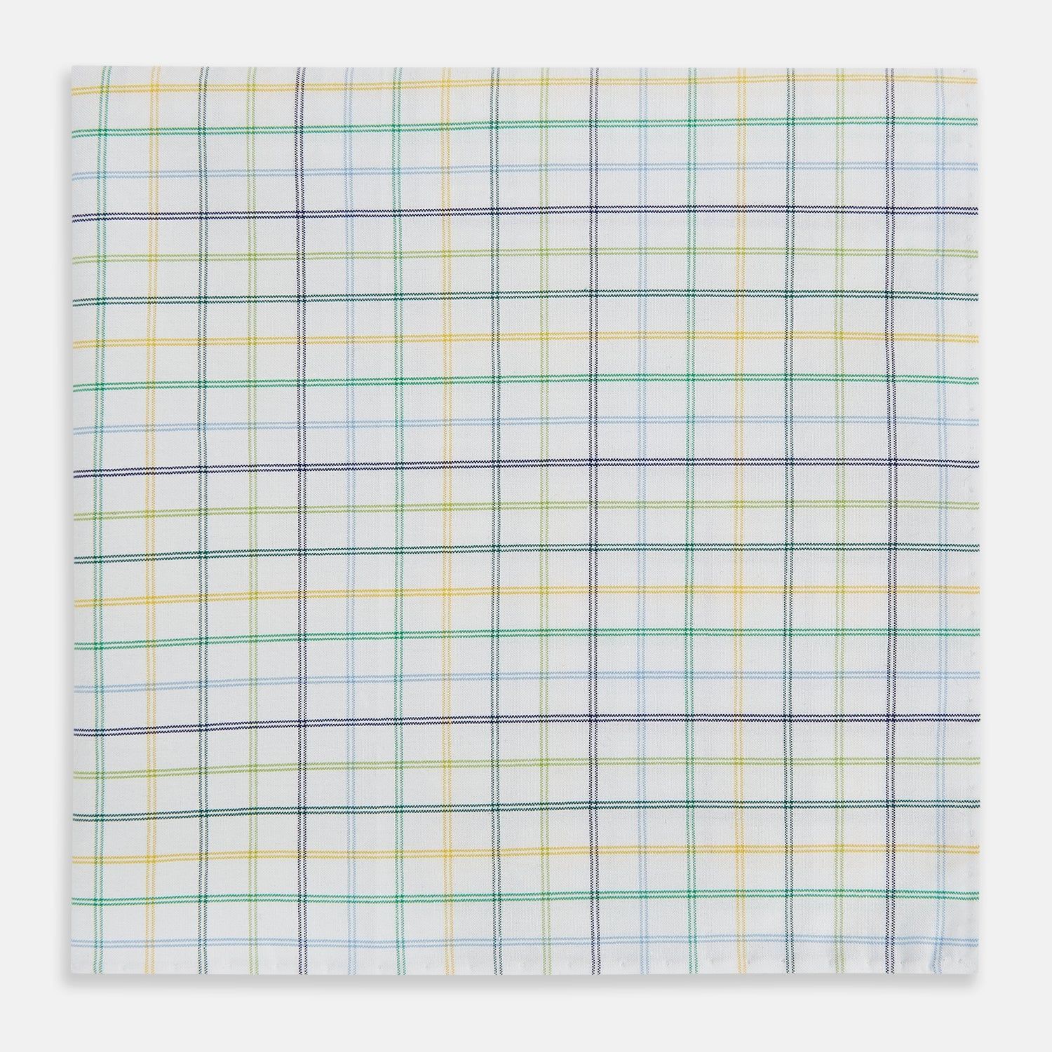 Yellow Multi Double Grid Check Hand-rolled Handkerchief