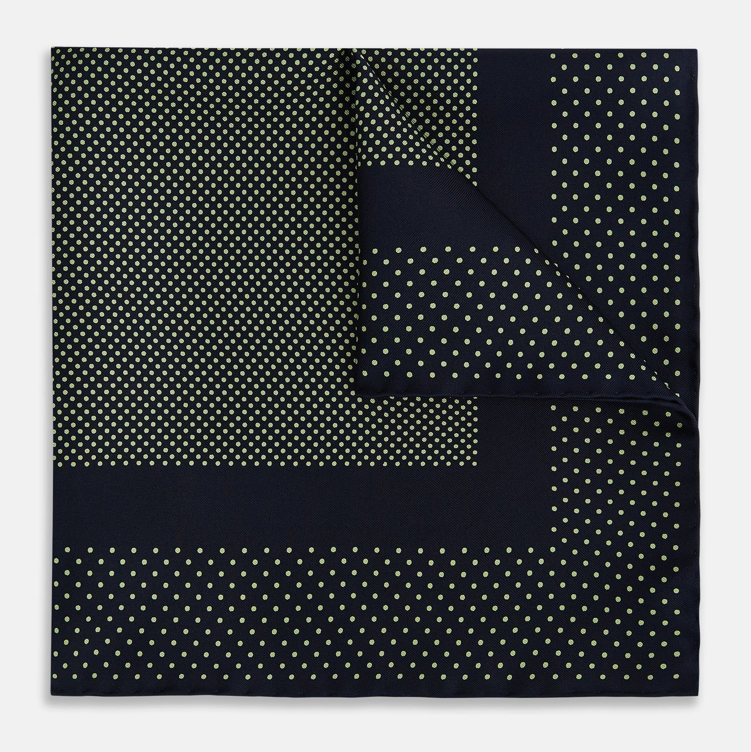 Navy And Melon Green Dot Silk Pocket Square