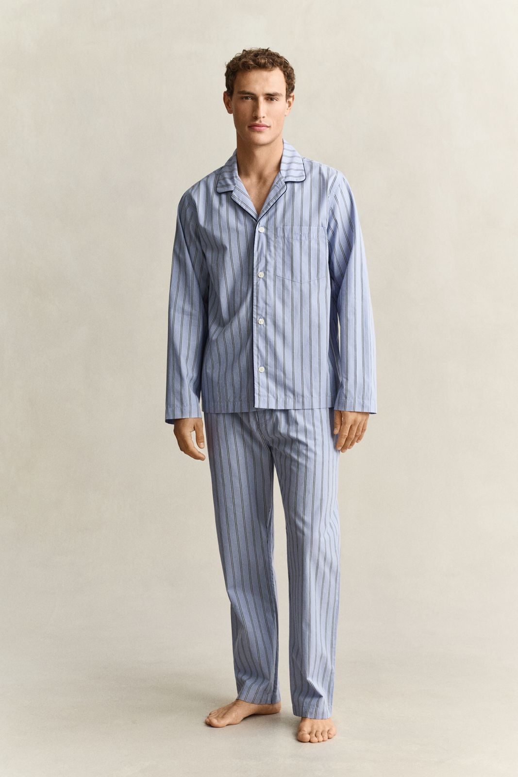 Striped Poplin Pajama Set - LAVENDER BLUE