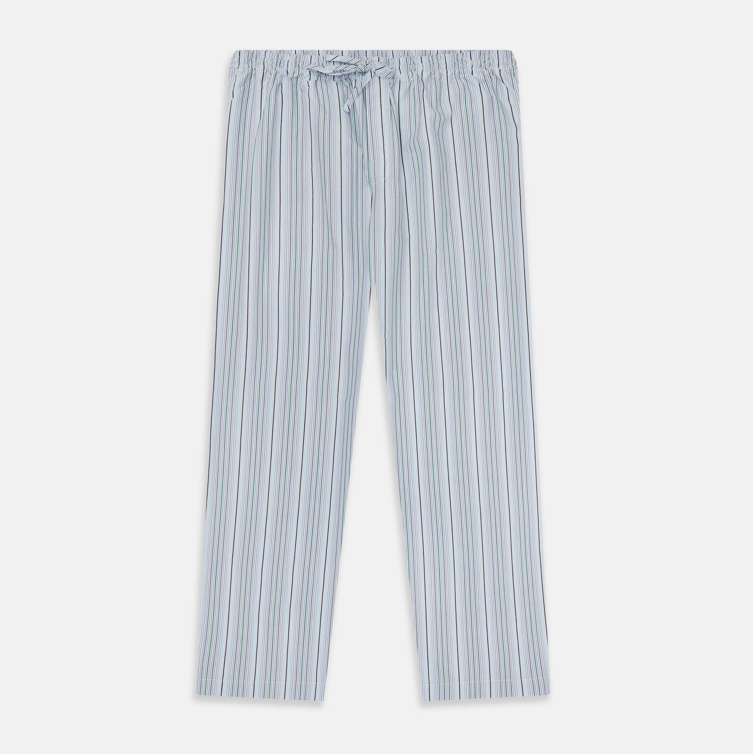 Blue And Green Multi Track Stripe Pyjama Trousers