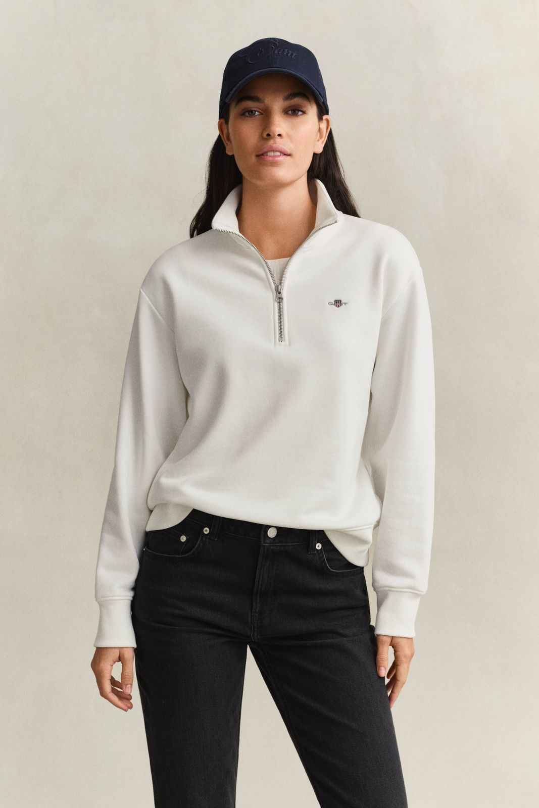 Shield Half Zip Sweatshirt - DEEP BROWN