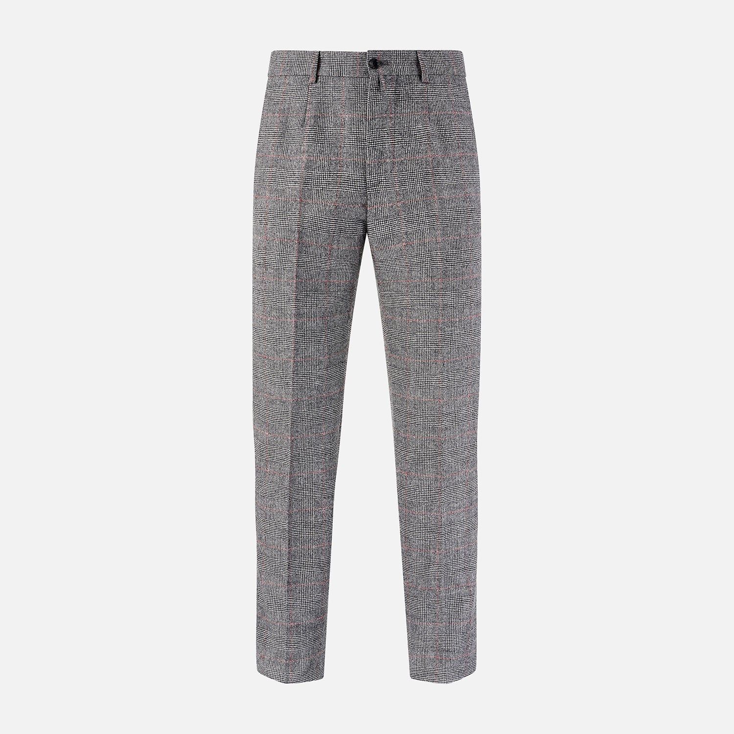 Grey And Red Check Rupert Trousers