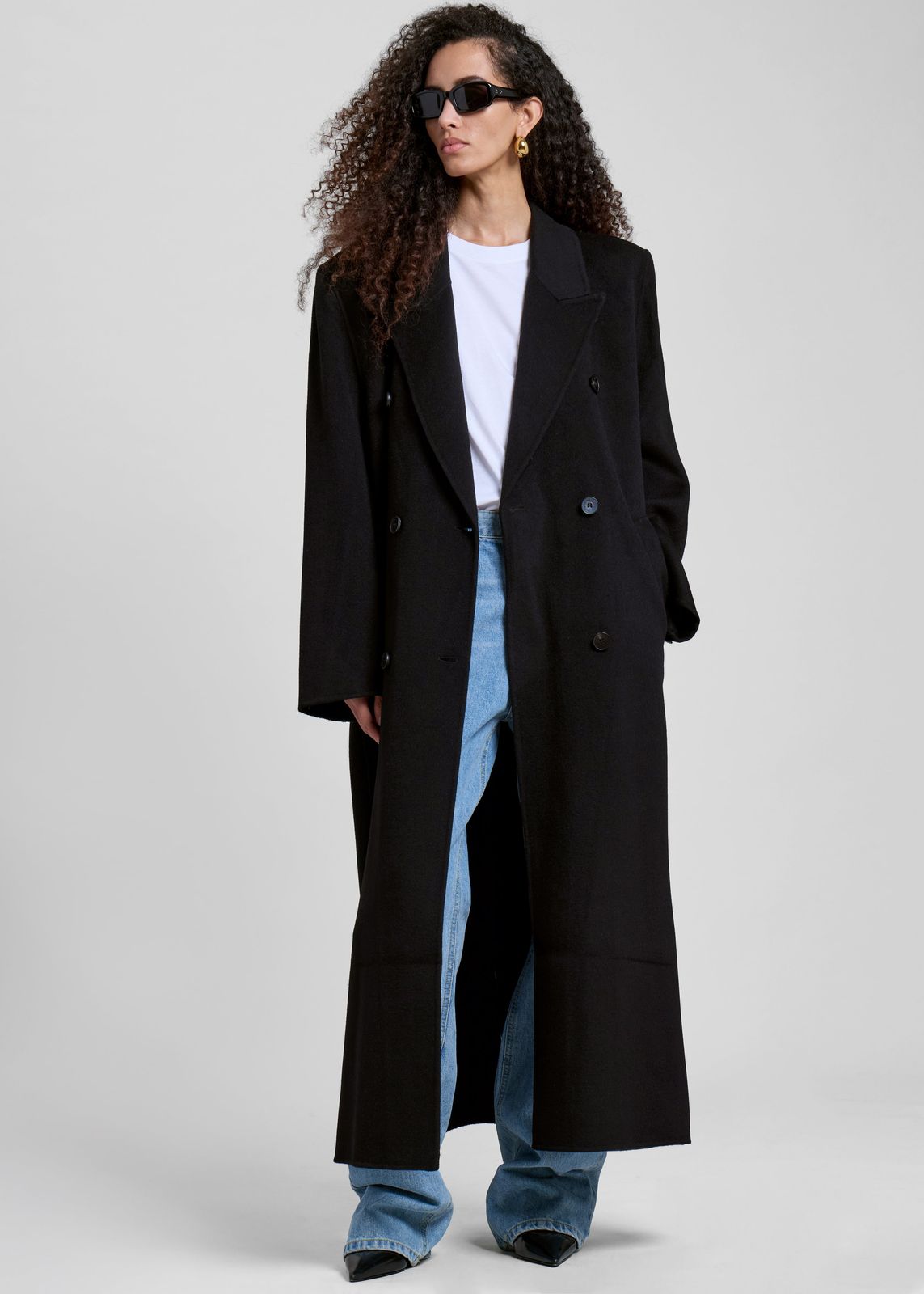 Gaia Double-Breasted Coat - Black