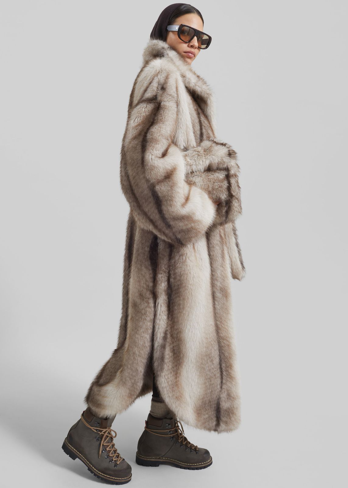 Ravello Faux Fur Robe Coat - Grey