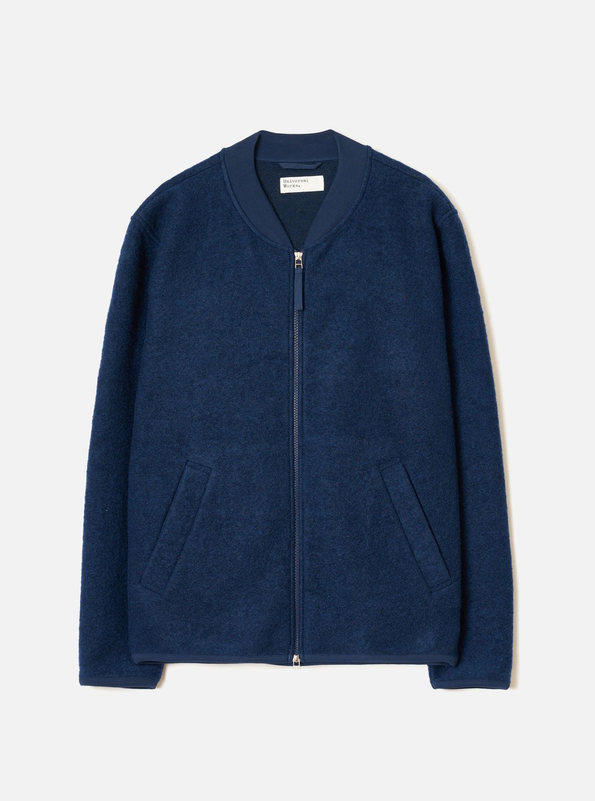 Indigo Wool Fleece Zip Bomber Jacket