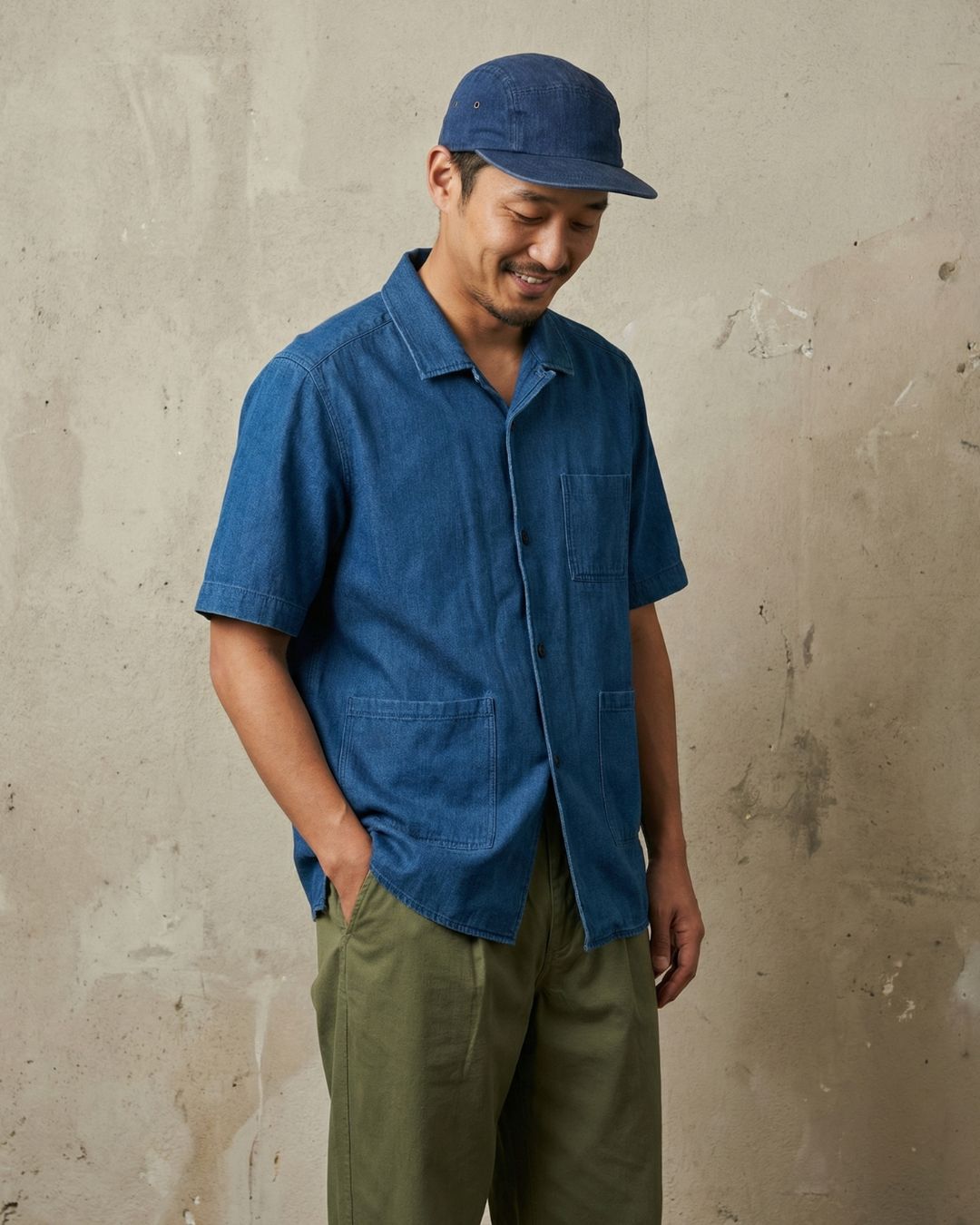Indigo Herringbone Chore Shirt