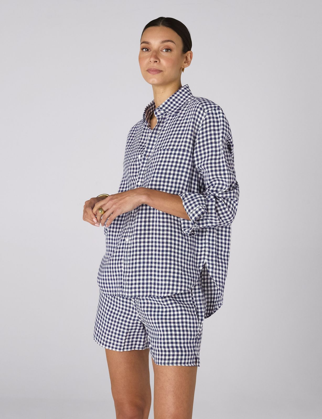 The Boxer: Linen, Navy Gingham