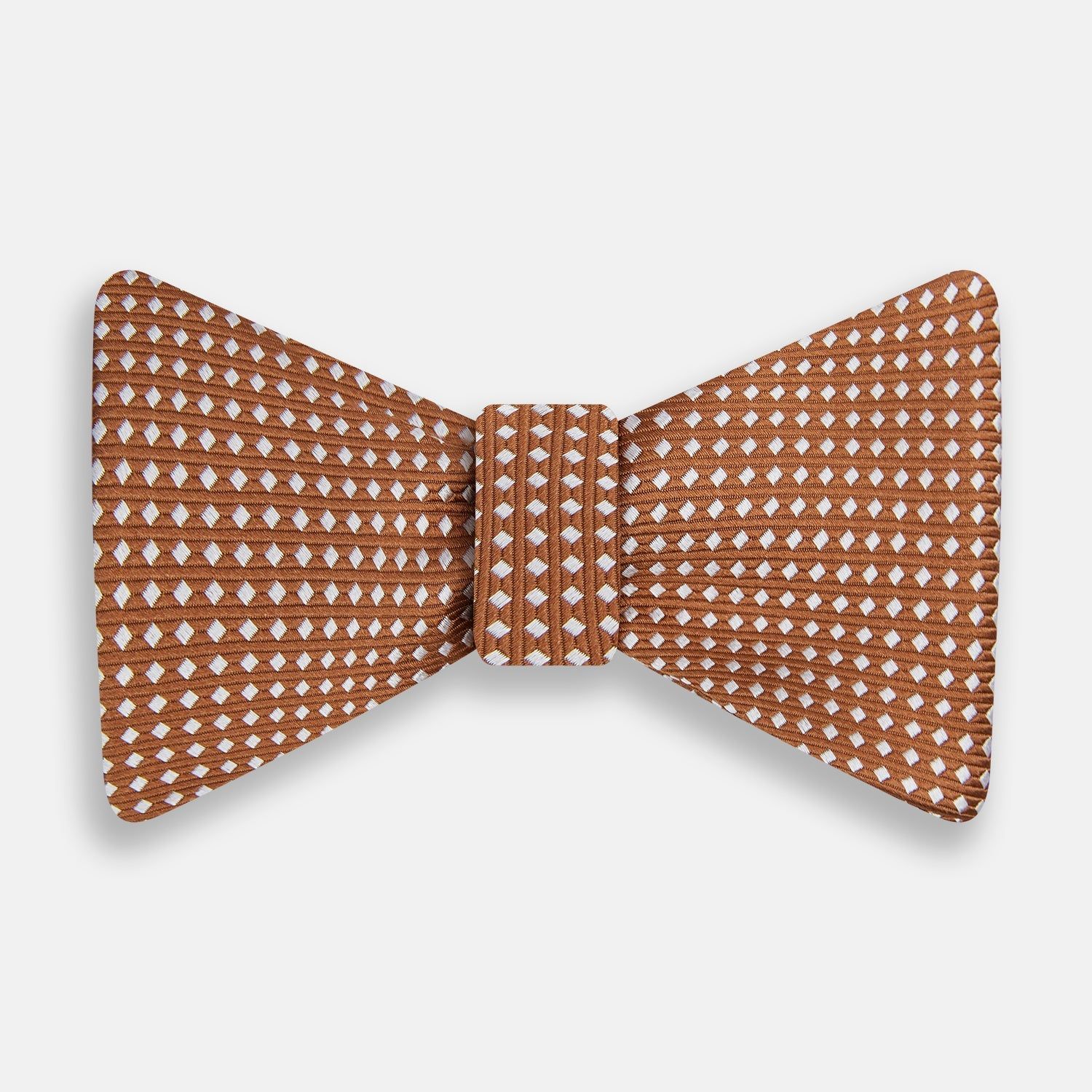 Brown And White Diamond Silk Bow Tie