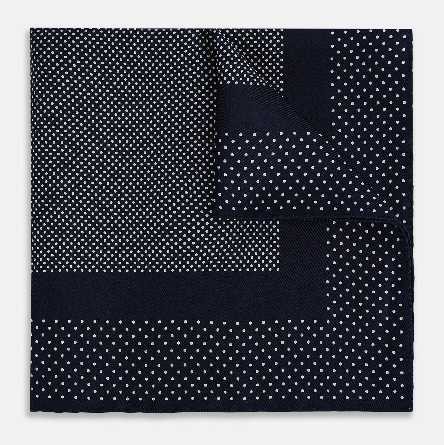 Navy And White Dot Silk Pocket Square