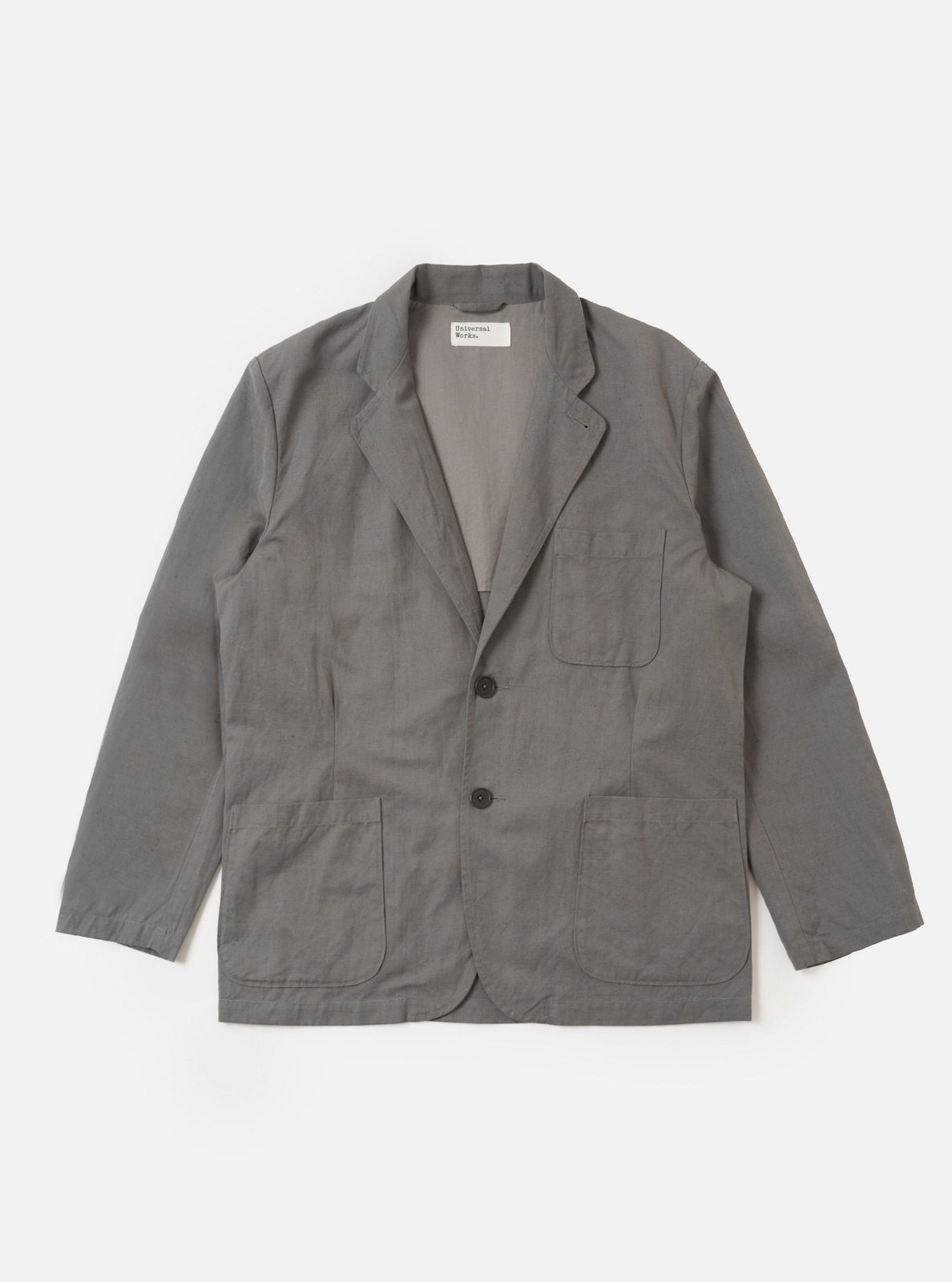 Mid Grey Linen Slub Weave Two Button Jacket