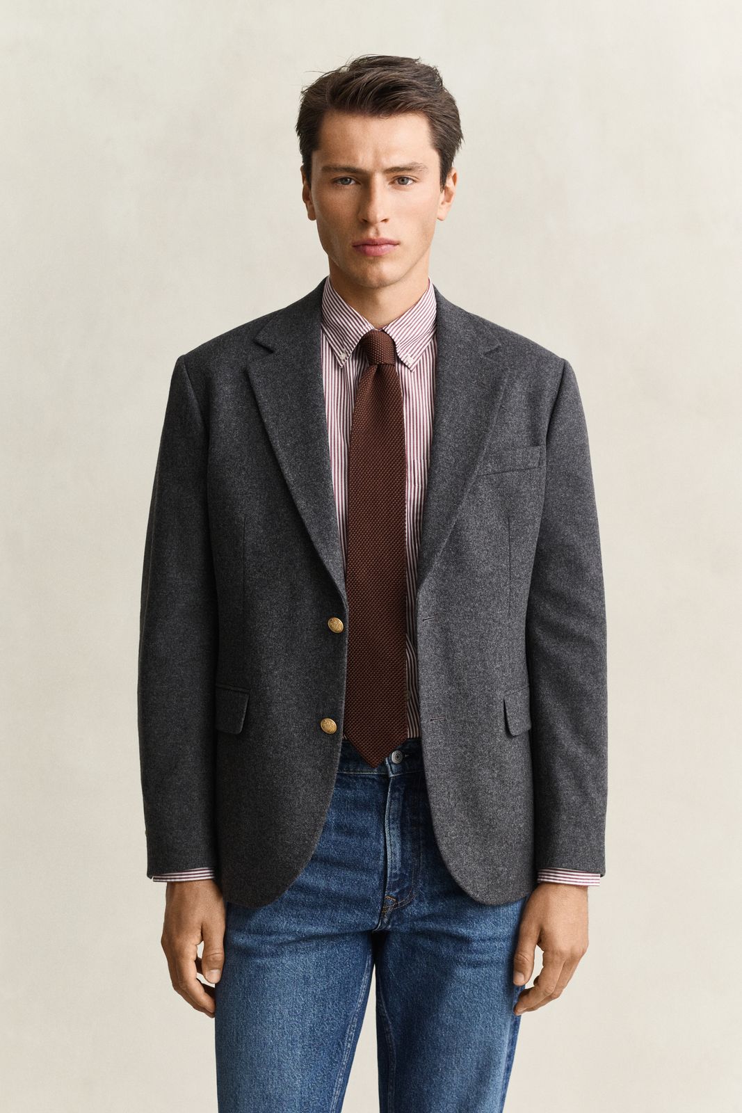 Classic Flannel Wool Club Blazer - DUSKY ANTHRACITE