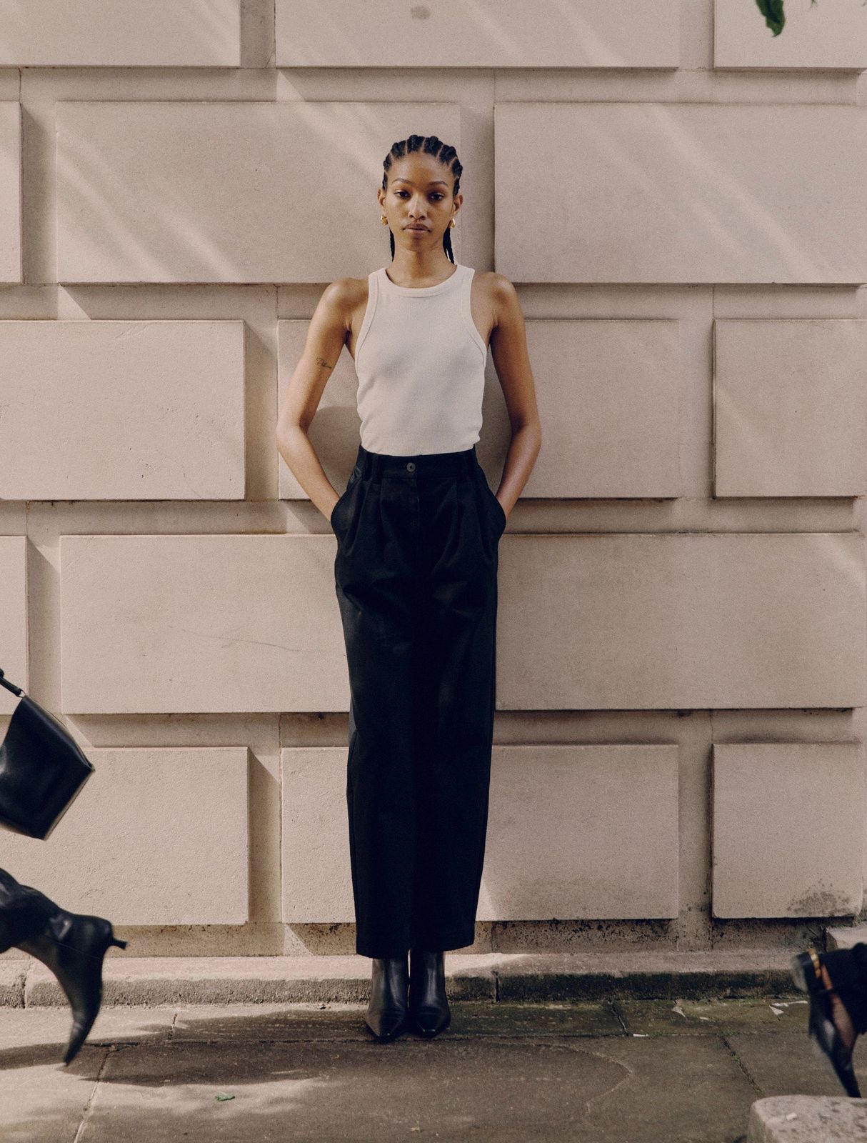Organic Cotton Denim Trousers In Black