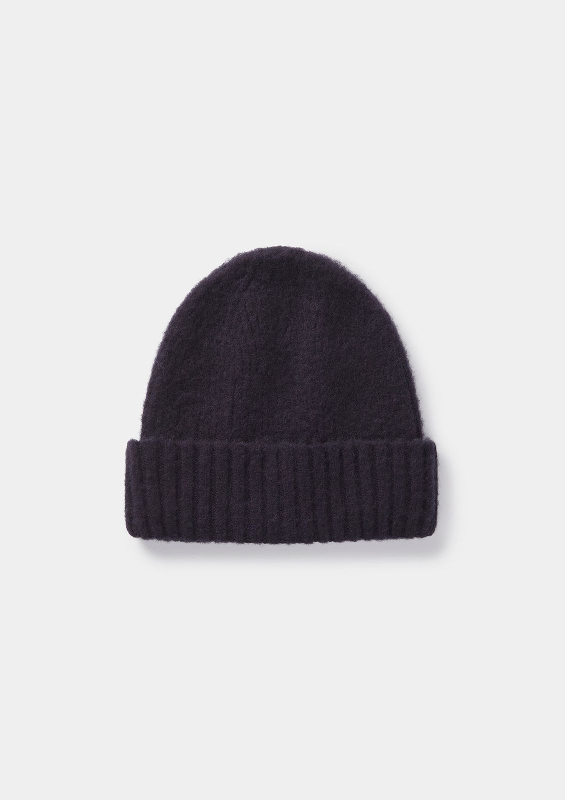 Ink Navy Lambswool Ribbed Beanie