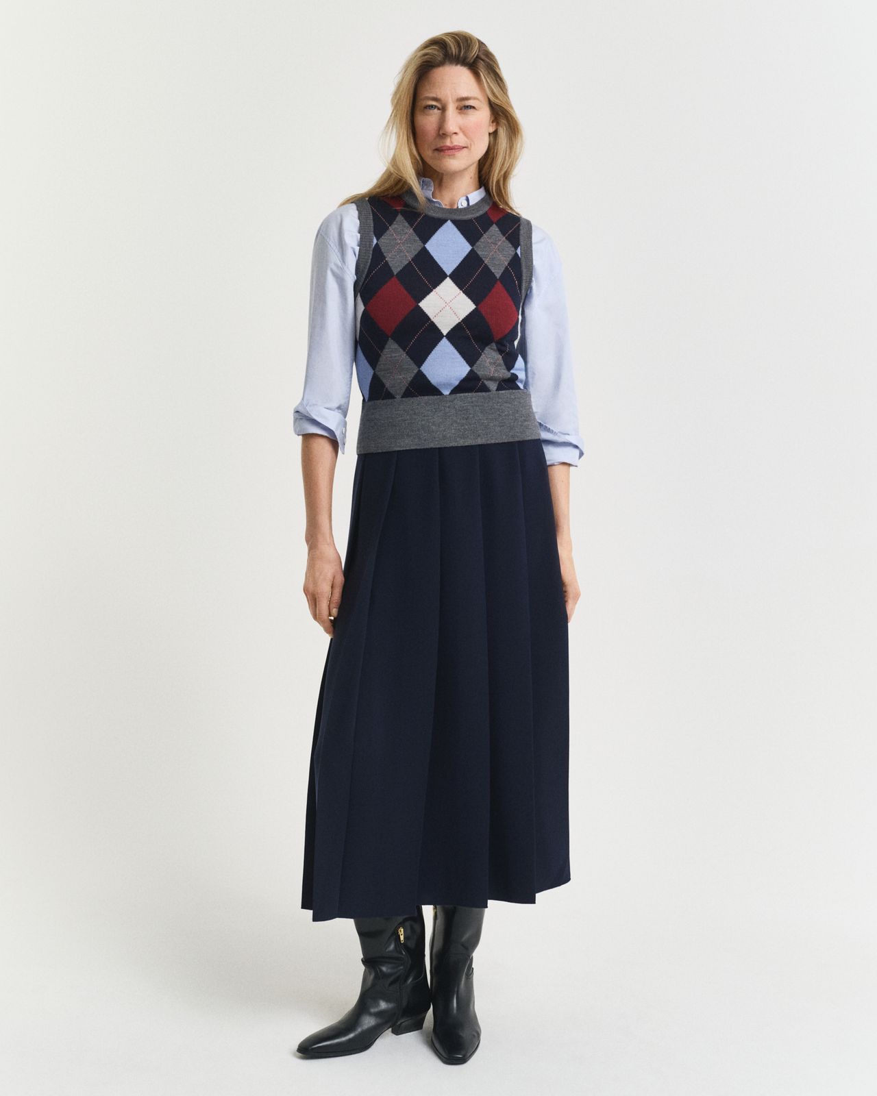 Pleated Midi Skirt - DARKENED WINE