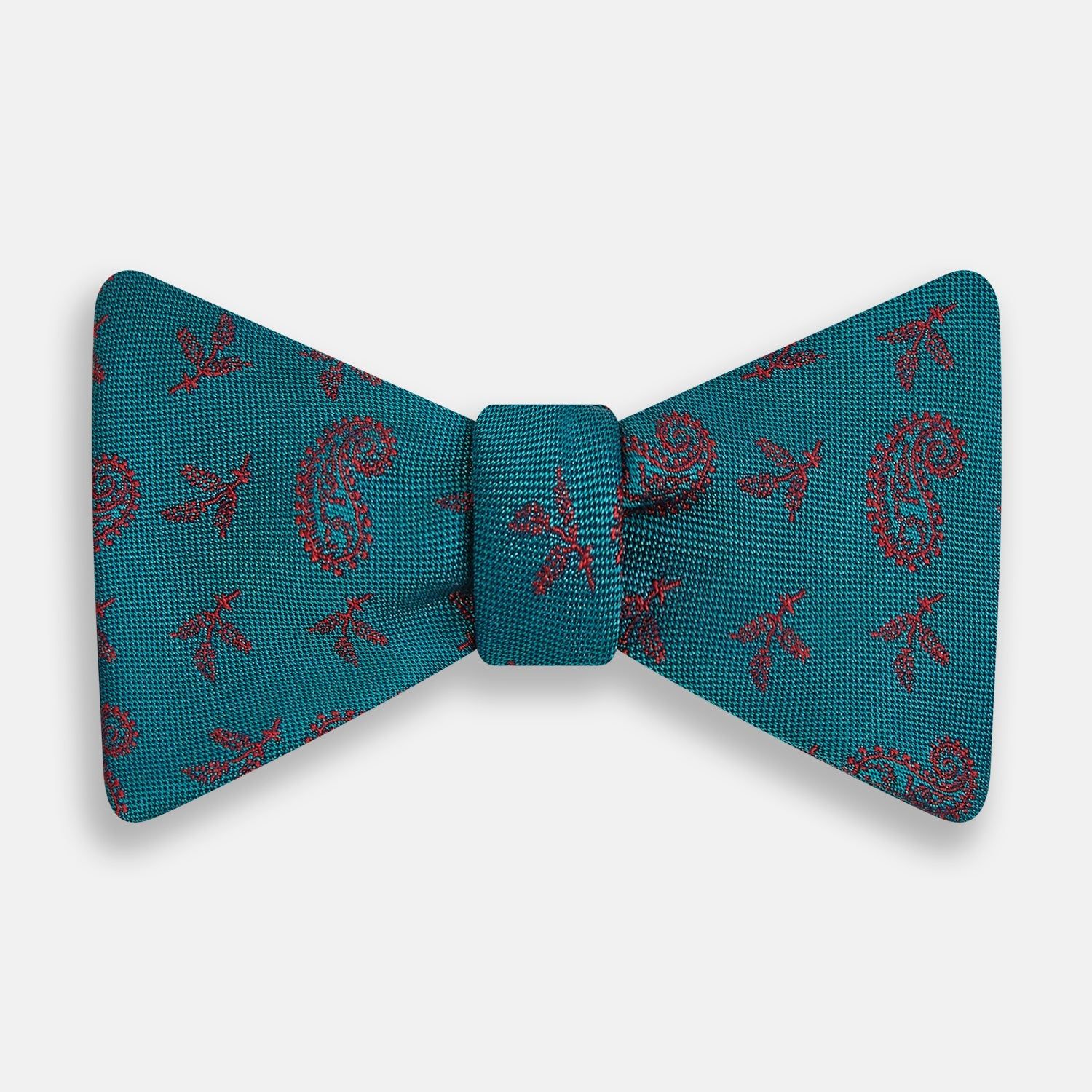 Teal Paisley Silk Bow Tie