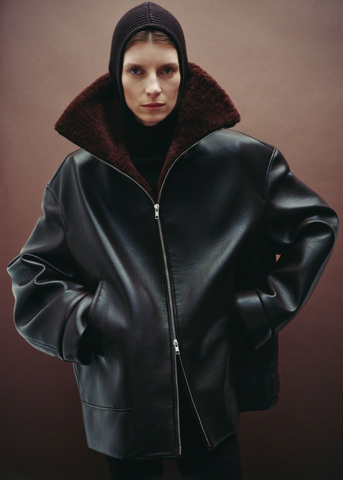 Aspen Shearling Collar Jacket - Brown