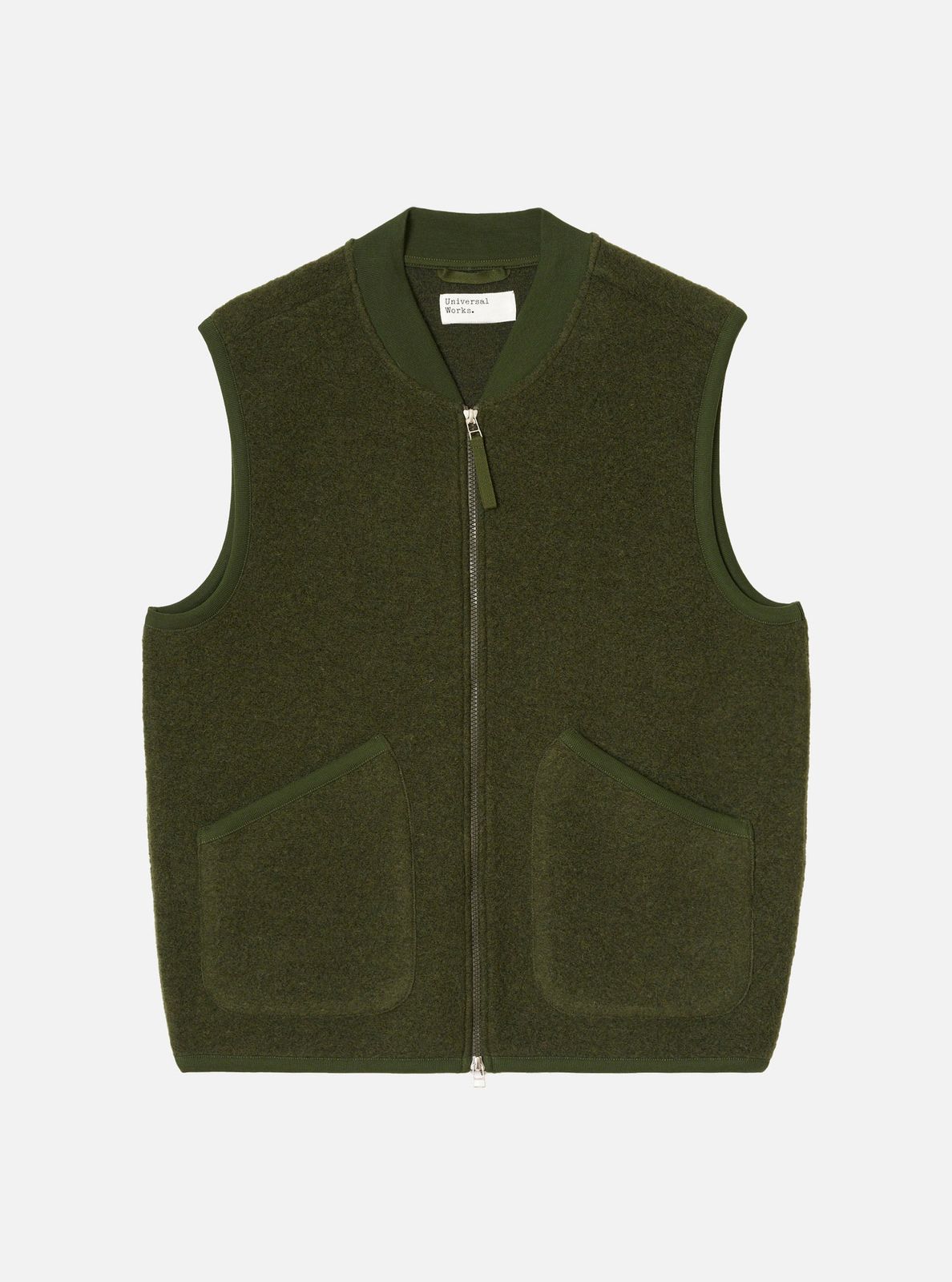 Olive Wool Fleece Zip Waistcoat