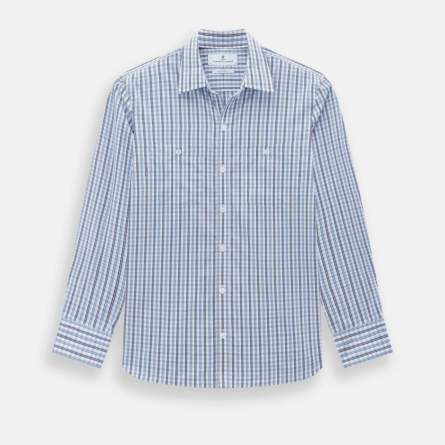 Blue And Navy Multi Check Piccadilly Shirt