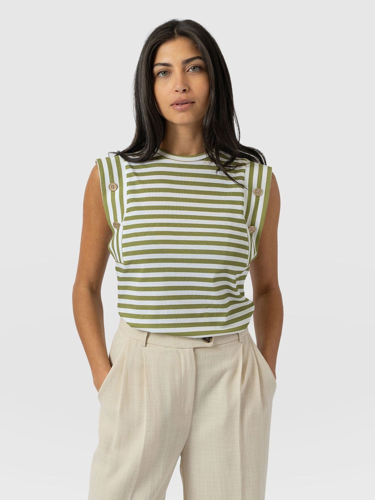 Rowan Tee - Green Stripe