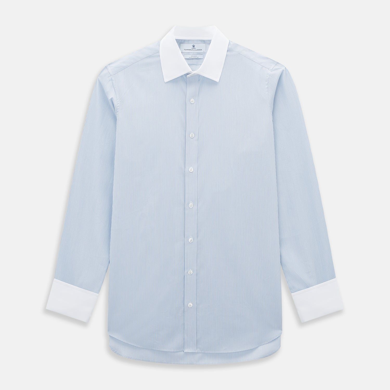Sky Blue Hairline Multi Stripe Shirt With Constrast T&a Collar And Cuffs