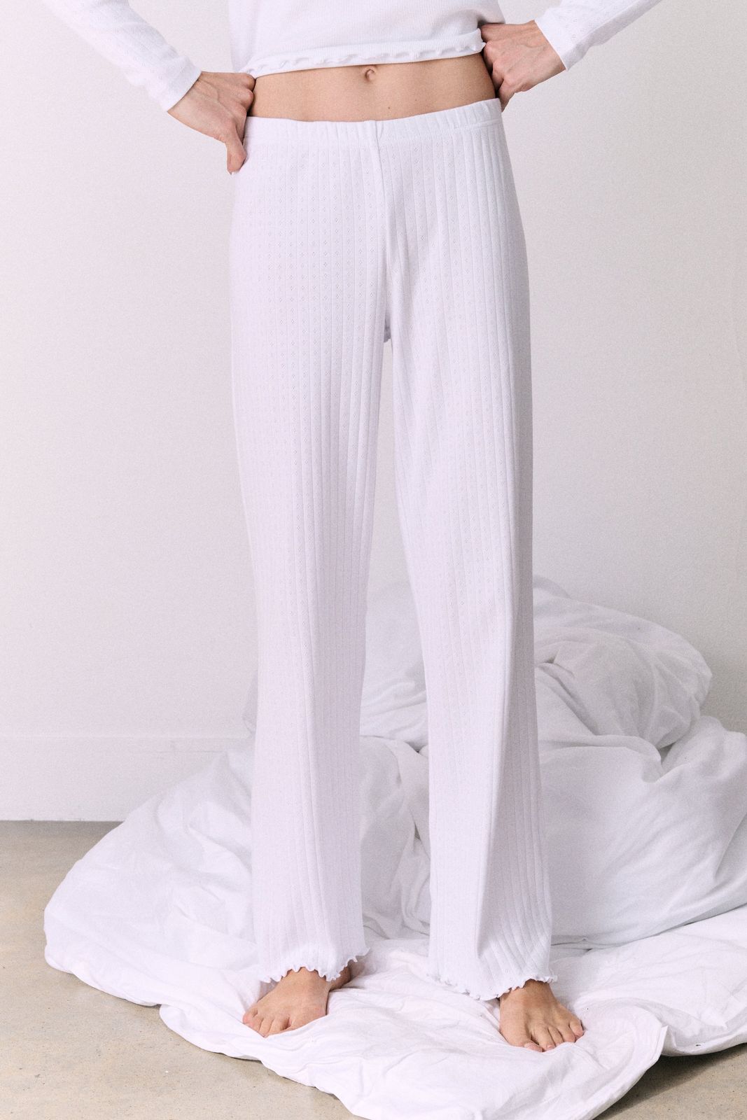Pointelle Lounge Trousers White