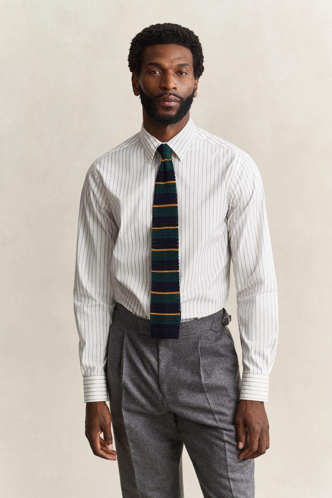 Pinstriped Dobby Shirt - EGGSHELL