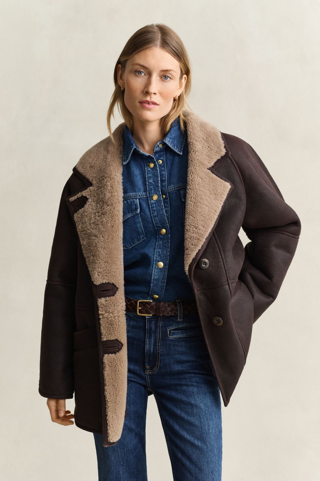 Shearling Jacket - DEEP BROWN