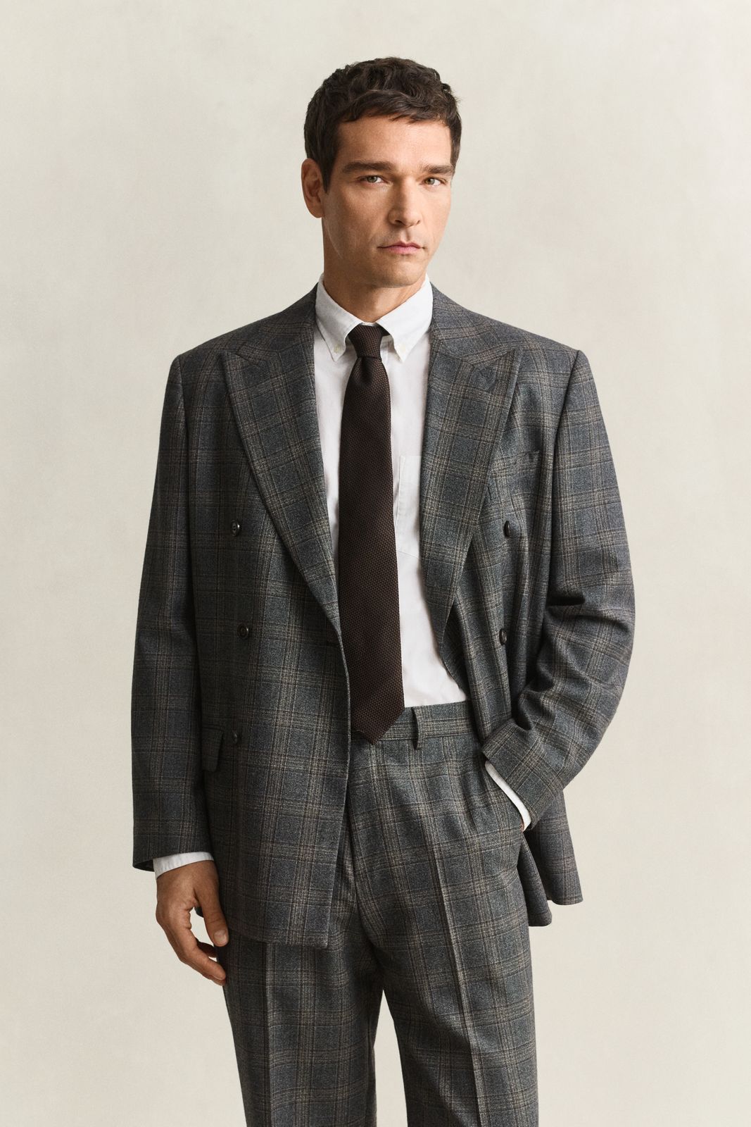 Glen Check Suit Jacket - CERAMIC GREY MELANGE