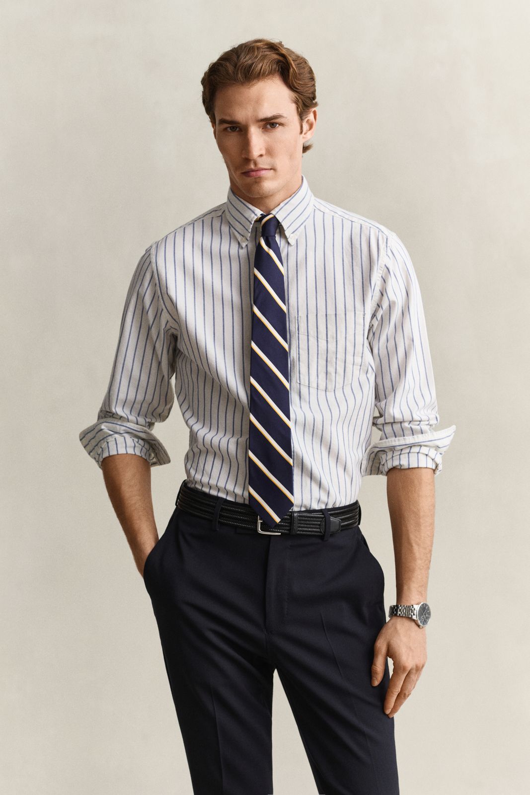 Striped Classic Oxford Shirt - CREAM