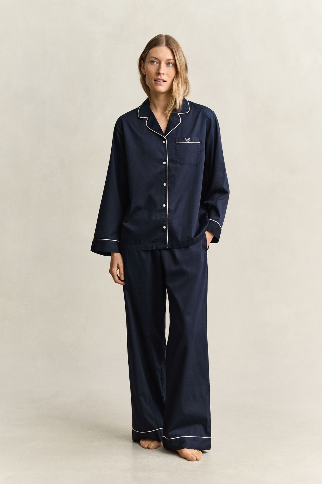 Satin Pajama Set - EVENING BLUE