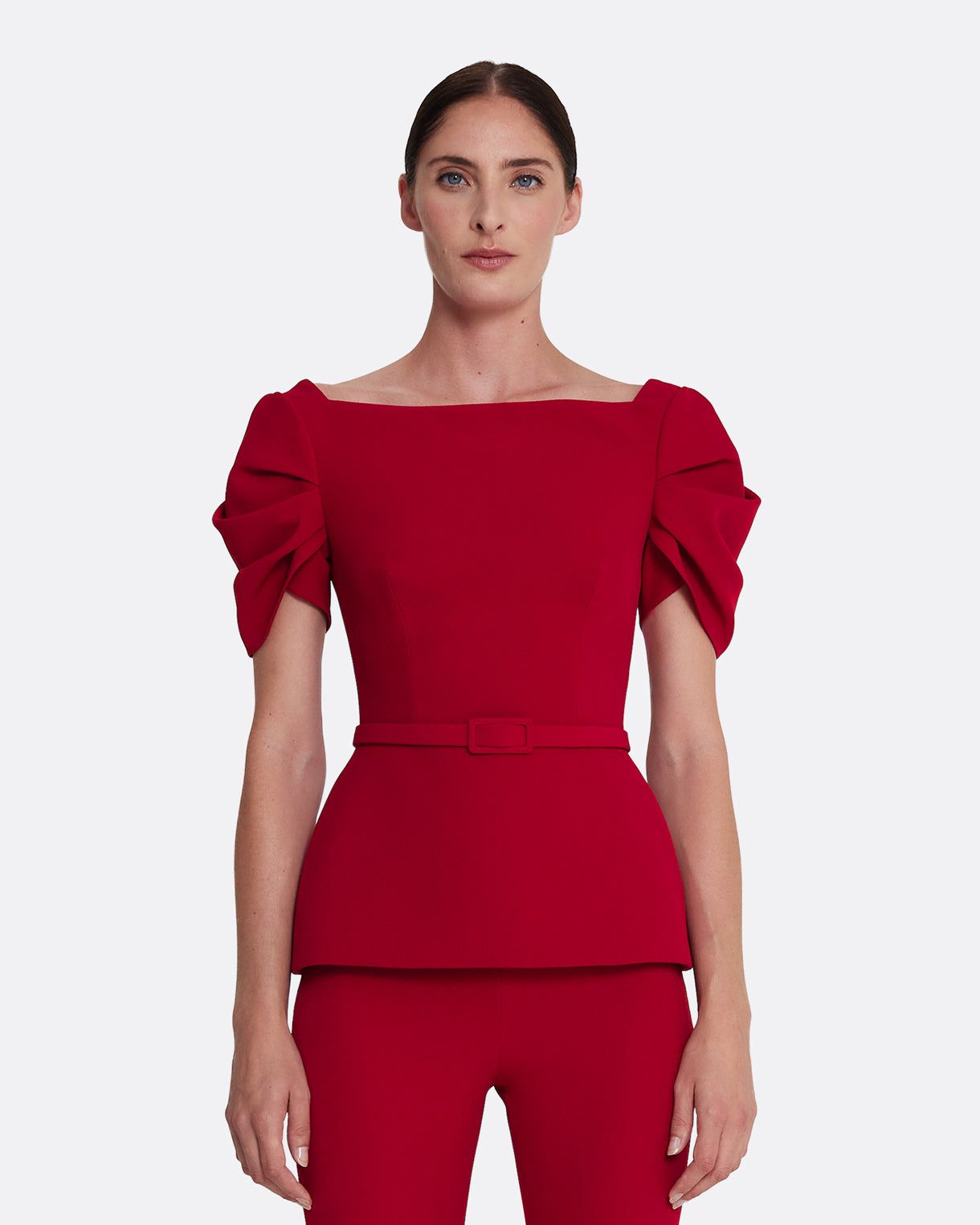 Ivana Top & Bertha Belt in Azalea Red