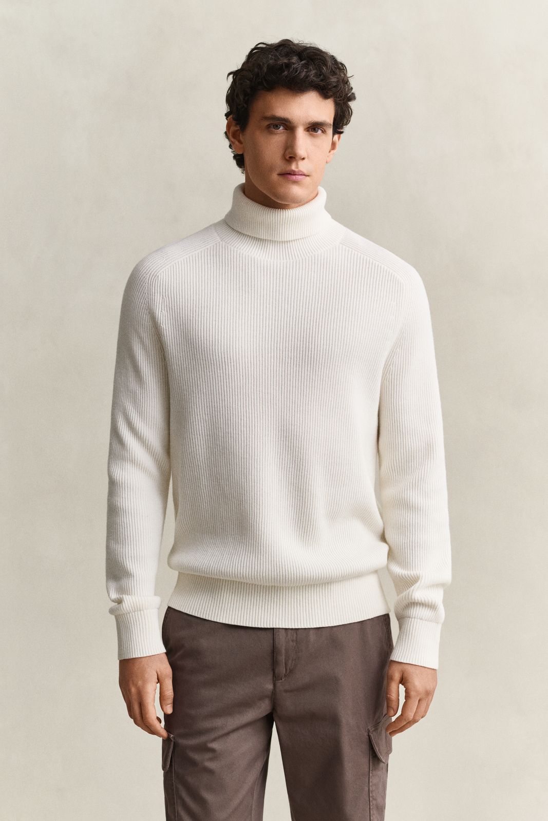 Cotton Merino Turtleneck - CREAM