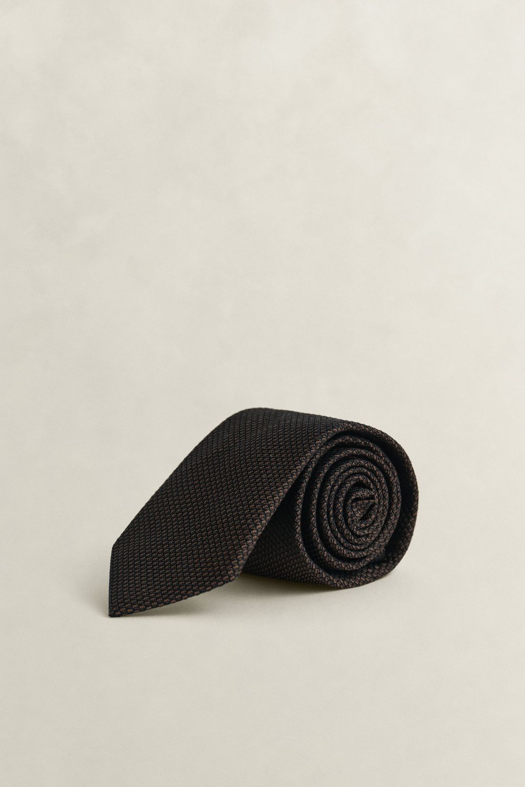 Woven Silk Tie - BLACK BROWN