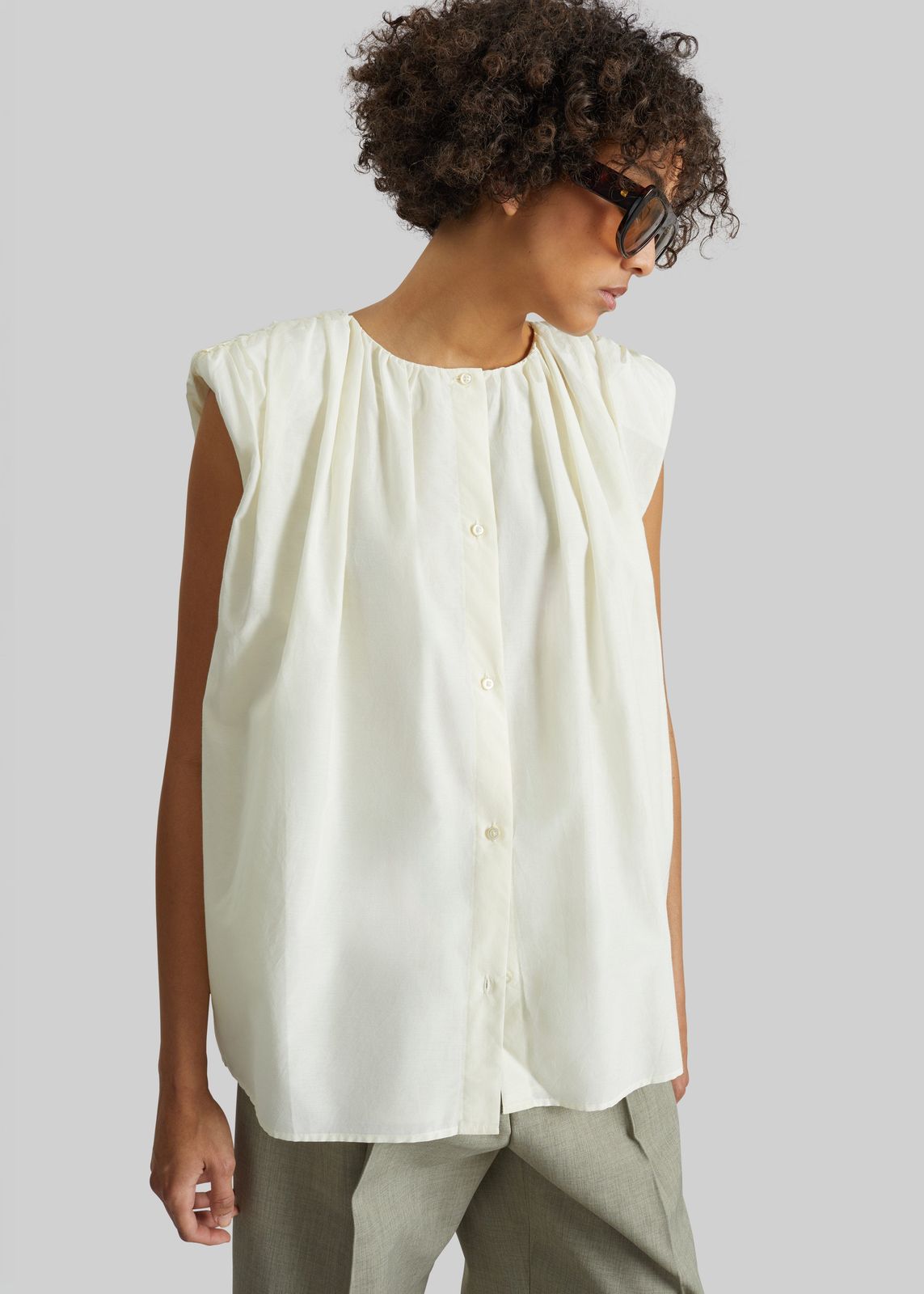 Loulou de Saison Anca Gathered Blouse - Ivory