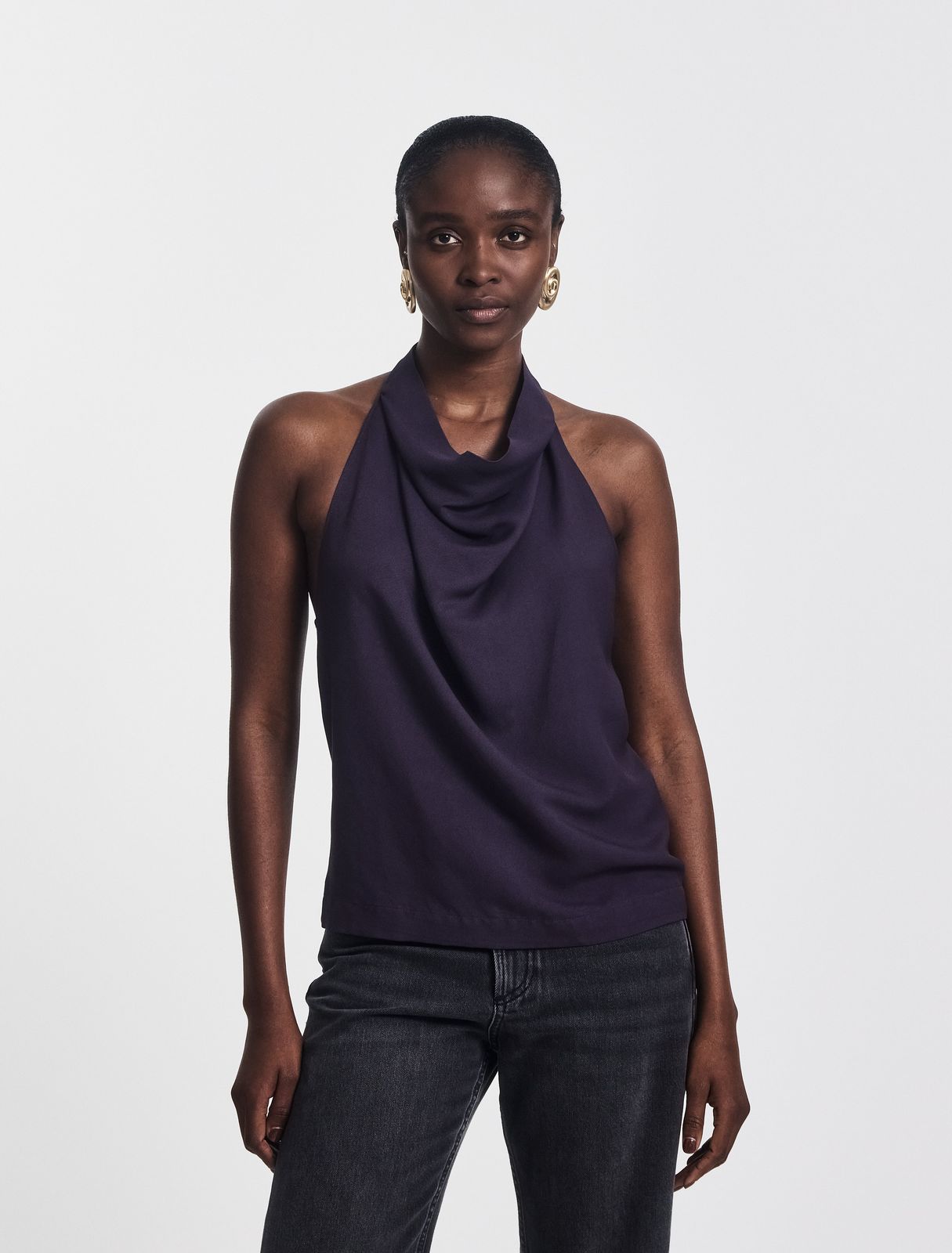 Kayla Halterneck Top In Aubergine