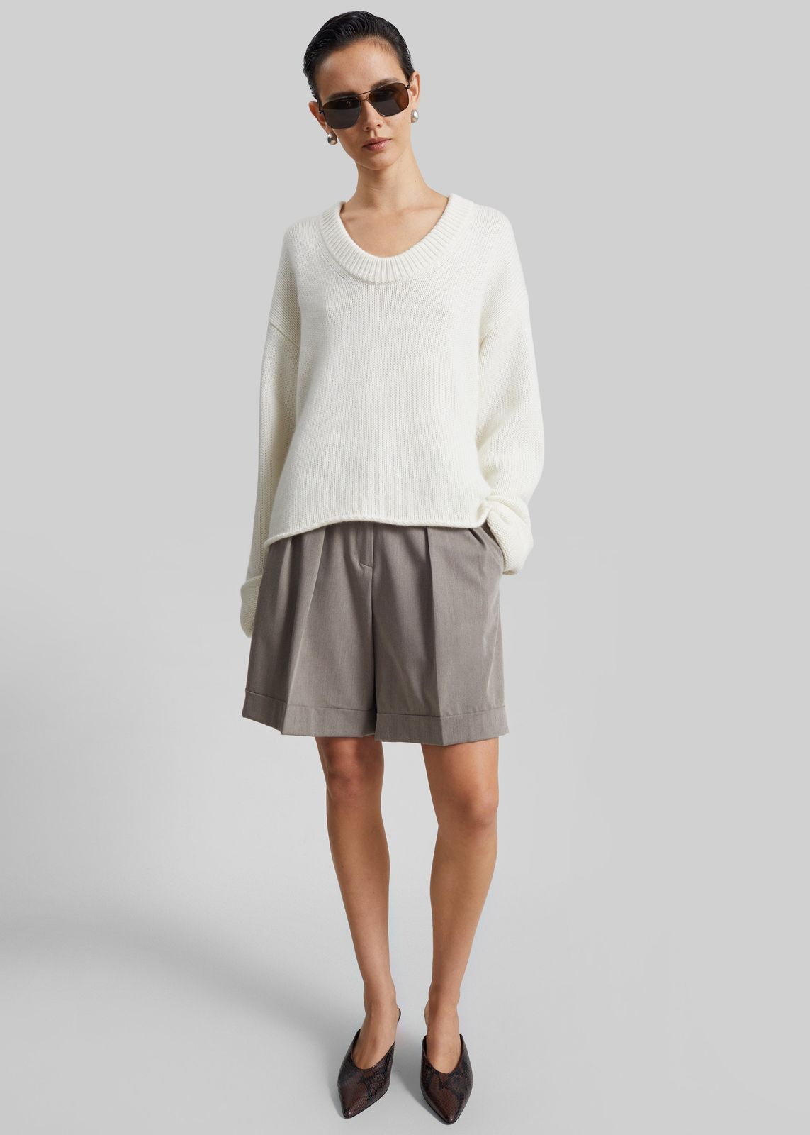 Loulou de Saison Derry Lds U-Neck Sweater - Ivory